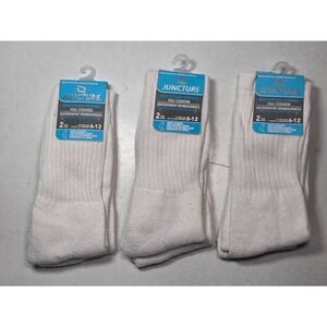 Juncture Men's Socks Size 6-12 White Full Cushion 2 Pair Pack Crew Sock Set of 3